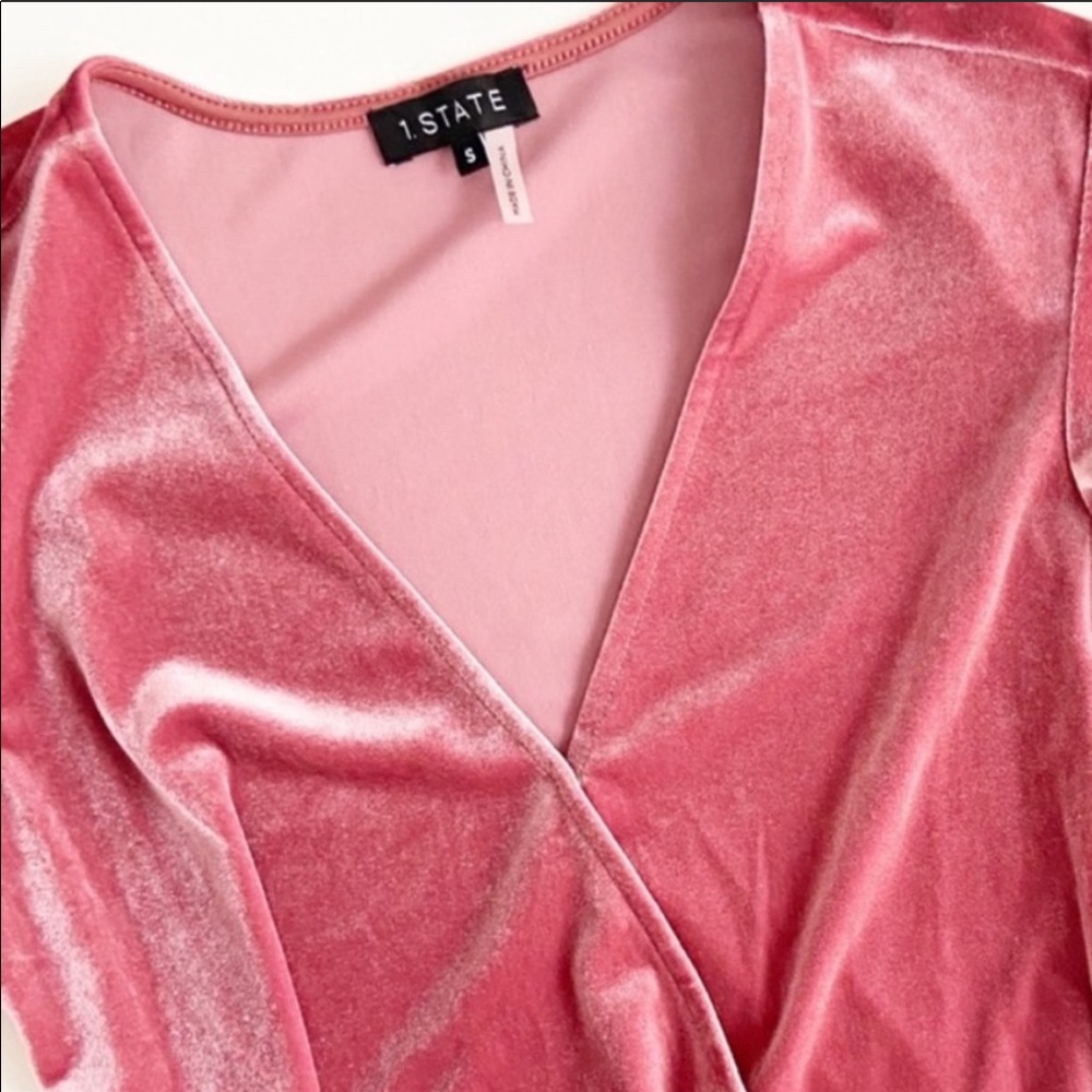 Pink Velvet Ruffle Flutter Wrap Dress - Picture 4 of 6